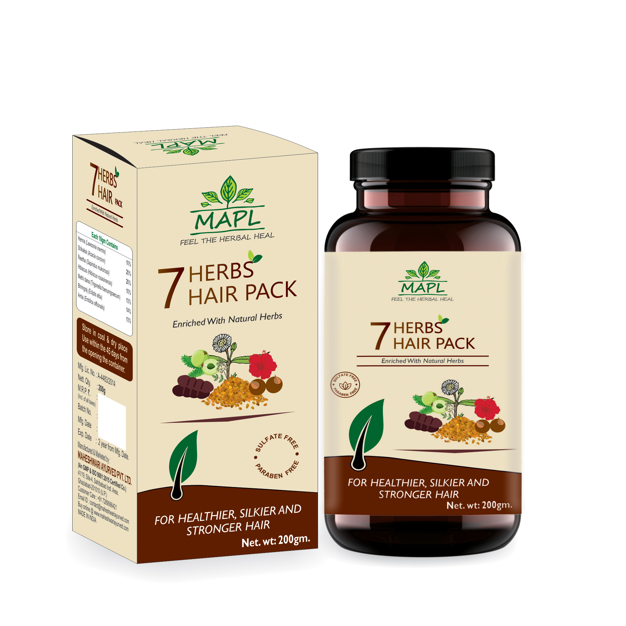7 Herbs Hair Pack 200gm